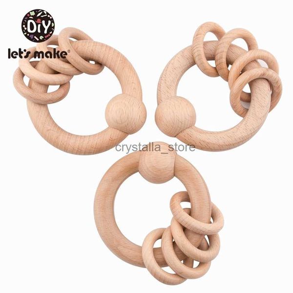 

let's make 1pc wooden rattle baby bed hanging rattles toys beech wood ring montessori stroller toy pram gifts baby rattles crib hkd2308