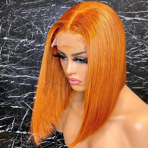 

Ginger Bob 220%density Lace Frontal Wig Colored Human Hair Wigs Lace Front Short Bob Human Hair Wigs Pre Plucked 4x4, Pink