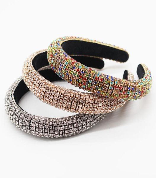 

whole baroque full crystal headbands hair bands for women lady shiny padded diamond headband hair hoop fashion party jewelry a1801918, Silver