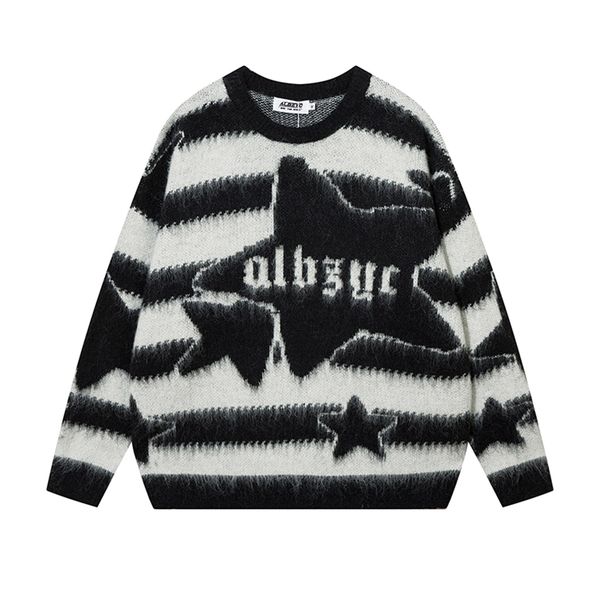 

striped woolen sweaters men and women pullover baggy knitted clothes oversized