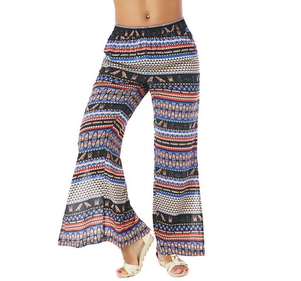 

floral print wide leg pants women loose long casual pant 2018 summer boho beach elastic middle waist plus size trousers1379053, Black;white