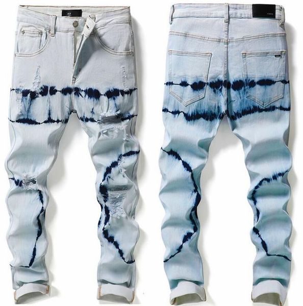 

men's jeans mens a miris jeans distressed ripped biker slim straight cotton for men s print army fashion mans skinny trousers pants app, Blue