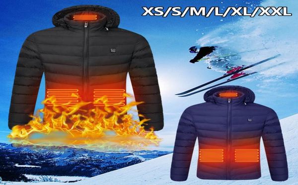 

heated jackets usb electric heating jacket heating plate outdoor sports coat winter coat with cap black hooded jackets 20115154049, Black;brown