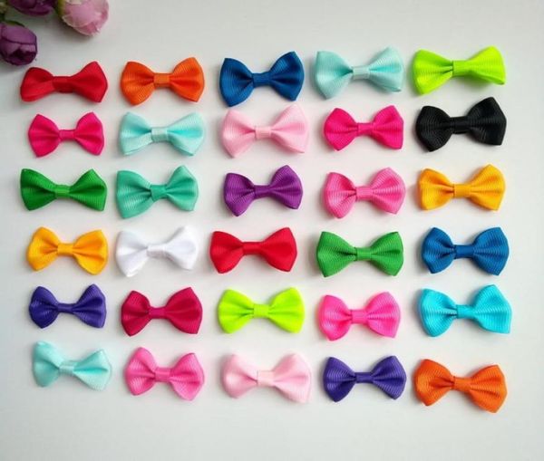 

100pcslot 14inch pure color hair bows small grosgrain ribbon bowknot clips for girls teens toddlers kids48501733983388, Slivery;white