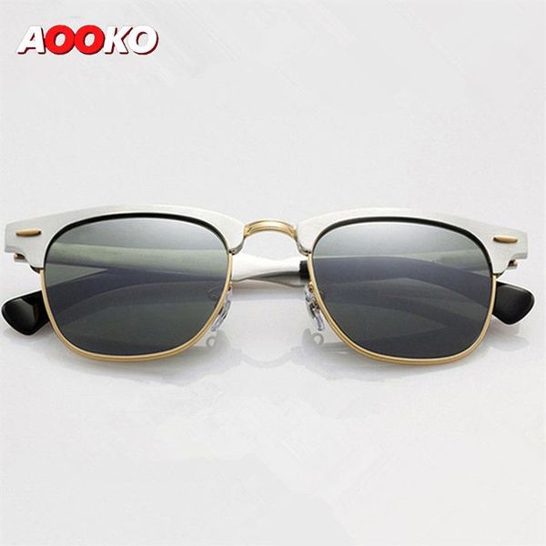 

luxury- sunglasses for men sports sunglasses soscar 3507 aluminum magnesium frame green classic g-15 lenses with original leather 282t, White;black