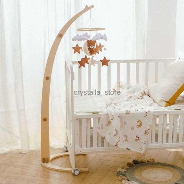 

wooden baby crib hanging rattle cartoon bear soft felt star moon bed bell montessori educational toy newborn gift hkd230817