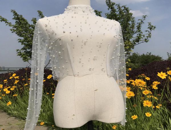 

pearls vintage bolero bridal wraps and jackets long sleeves06036143, White