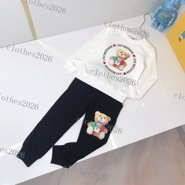 

luxury designer autumn winter western style clothing sets european american fashion boys girls fleece trousers long-sleeved suit kids clothi, White