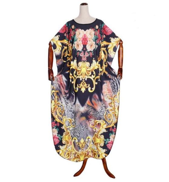 

2020 fashion new arrival batwing sleeve party dress african print floor length maxi dress robe loose casual dresses plus size4704225, Black;gray