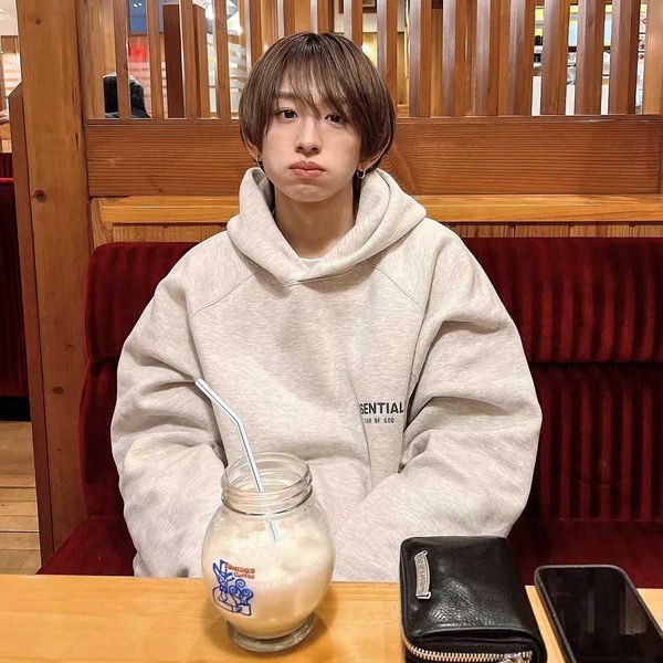 

ess hoodie essentials small reflective letter hoodie high street fog fashion season 7 raglan loose couple sweater, Black