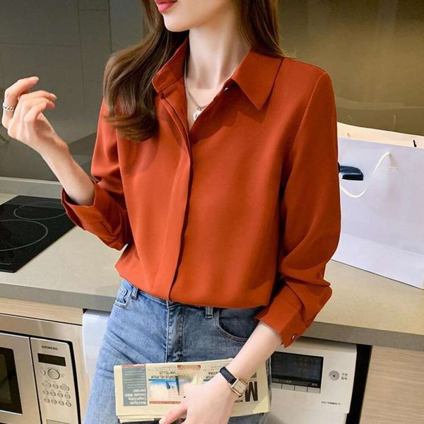 

white blouse blouses for women autumn korean version of professional formal satin shirt niche long sleeved top