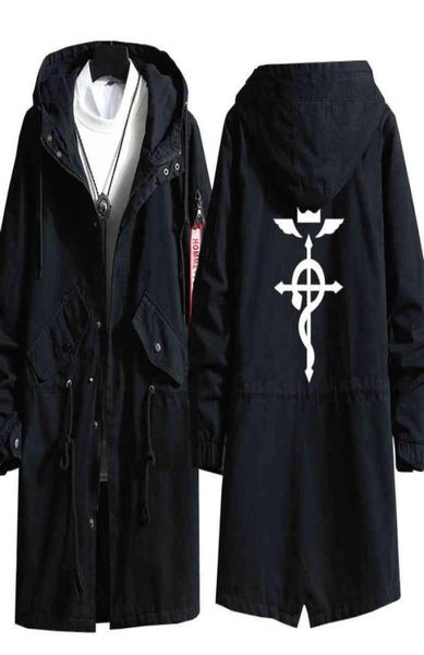 

men039s long sleeved hoodie edward elric suit raincoat spring and autumn coat all metal alchemy cosplay21204587669889, Black