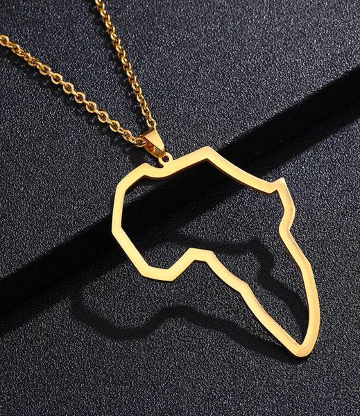 

stainless steel africa map pendant necklace hip hop gold chains necklaces for women men fashion jewelry3276704, Silver