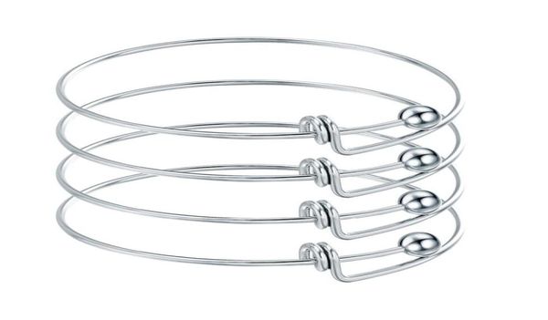 

10pcs stainless steel blank adjustable expandable wire bracelets bangles for diy charm bangle jewelry8222637, Black