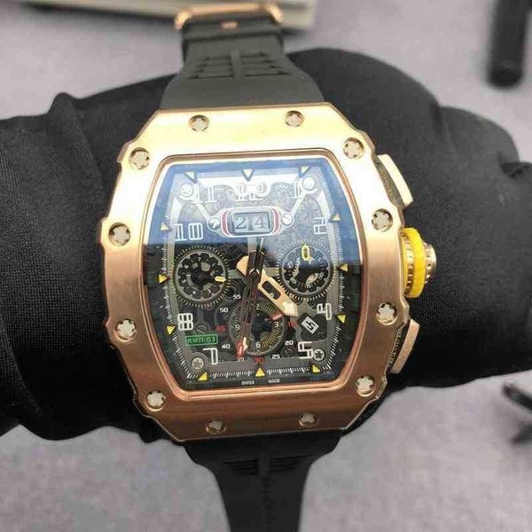 

luxury mens mechanics watch richa milles watch square multifunctional mechanical trend r large plate men's hollow rubber