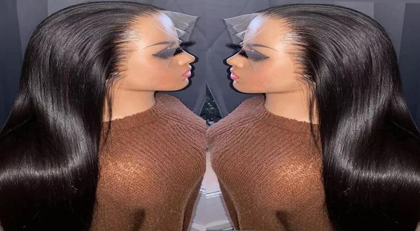 

part transparent front human hair brazilian bone straight frontal for black women preplucked 4x4 lace closure wig2920537