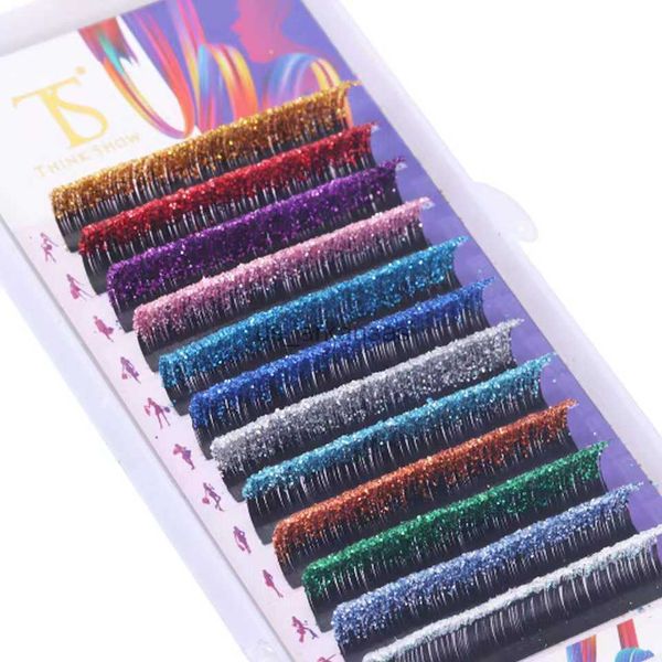 

false eyelashes thinkshow mix glitter colors individual eyelash extension 0.10mm all size shiny beauty color eyelashes for party makeup tool