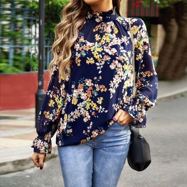

floral long sleeved shirt for women autumn commuter, White