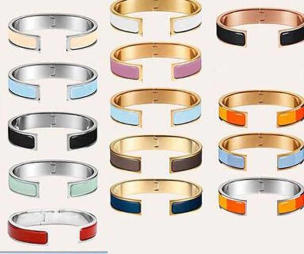 

classic enamel love bracelets bangles right angle style lette 12mm gold silver rosy stainless steel cuff bracelet birthday for her8101662, Black