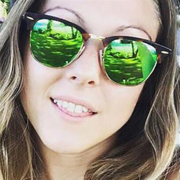 

vintage half frame sunglasses men women outdoor driving shades mirror uv protective sun glasses with cases 351, White;black