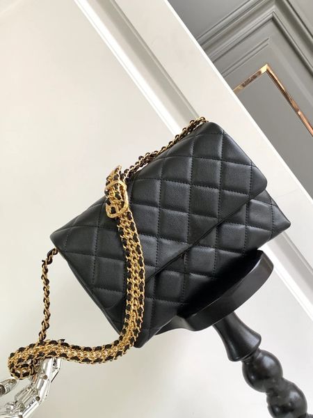 

10a super original quality 18cm caviar sheepskin leather compilation chain cf shoulder bag classic women handbags ladies tote luxurys design
