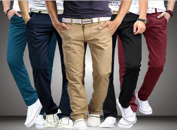 

cholyl spring autumn casual pants men cotton slim fit chinos fashion trousers male brand clothing plus size 8 colour2016483, Blue