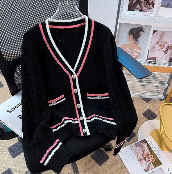 

women's sweaters 2023 spring and autumn new women's v-neck knitted cardigan fashion long sleeve women's sweater coat, White;black