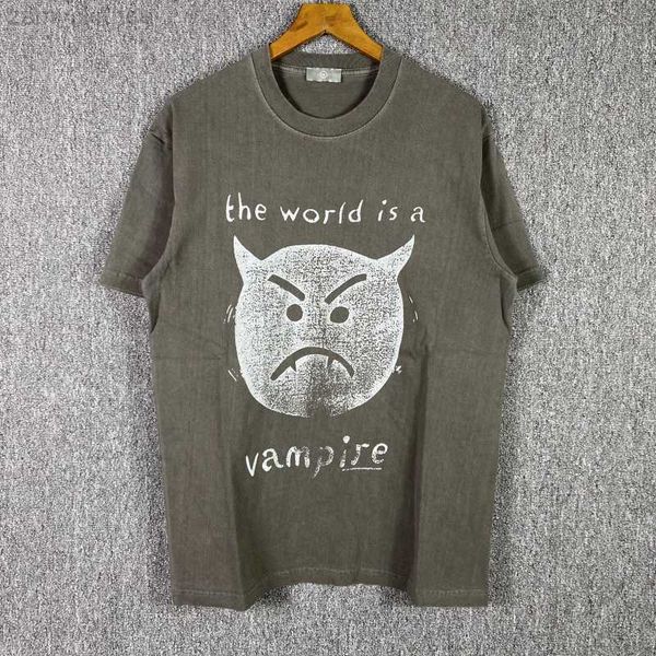 

men's t-shirts 2022ss vintage vampire fashion t shirt men 1 1 nice washed heavy fabric women tee oversize short sleeve, White;black