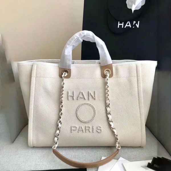 

designer large deauville tote beach bags luxury handbag purse shop travel shoulder cc bag women's mens pearl chain bag bucket fashion c