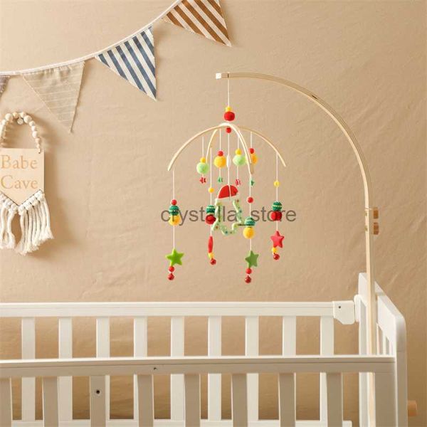 

baby wooden bed bell rattles montessori toys silicone christmas tree hanging pendant teether toys crib bracket baby gift hkd230817