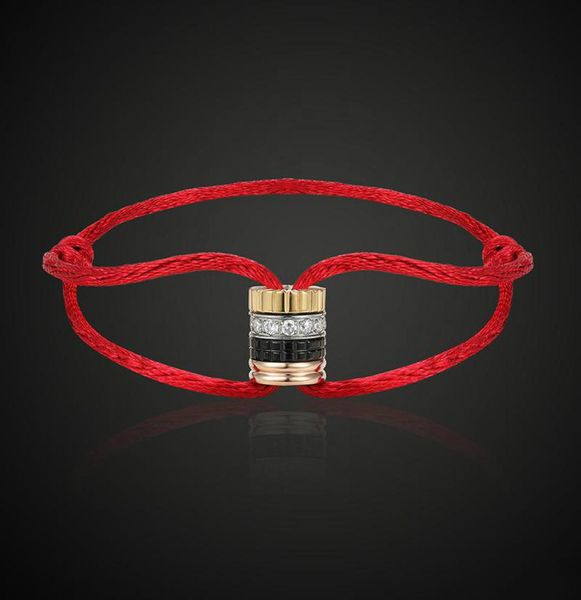 

luxury stainless steel boucheren different silk string hand make bracelet four color zircon round bangle jewelry women bracelets6083478, Golden;silver