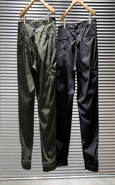 

doublelayer belted triangle nylon p men039s slim casual pants 21ss new4711363, Blue