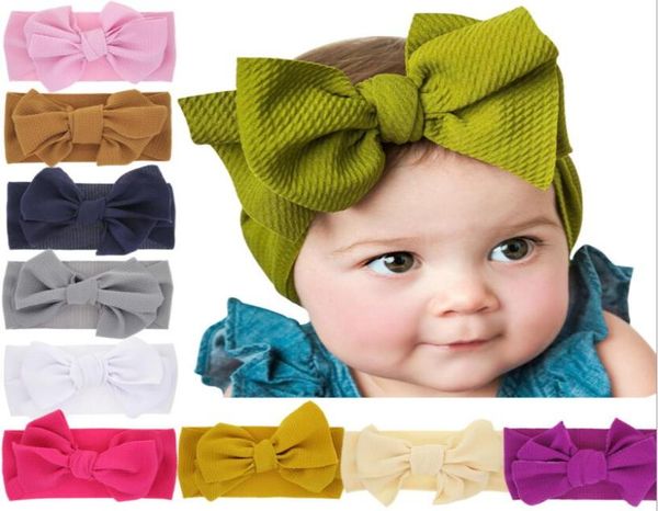 

baby girls big bow headbands elastic bowknot hairbands headwear kids headdress head bands newborn turban head wraps wkha017021583, Slivery;white