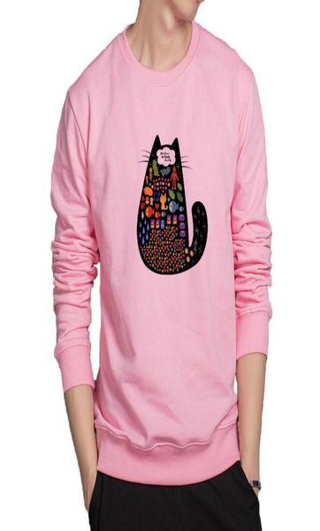 

fat cat colorful hoodie men creative design personality sweatshirt harajuku anime hoodie original brand japanese streetwear9379395, Black