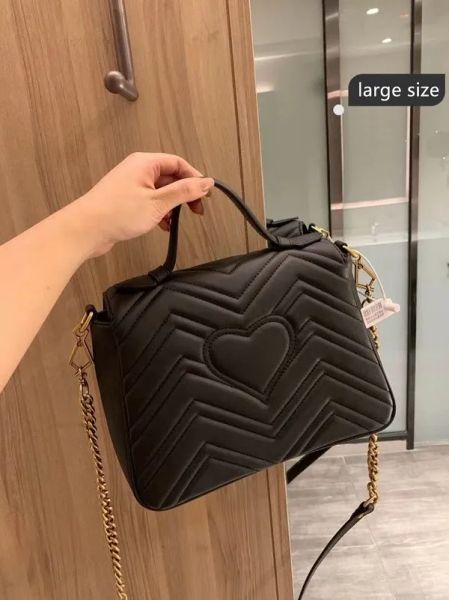 

fashion women luxury designers bags marmont leather handbags women lady heart wave pattern satchel marmont bags chain crossbody handbags pur