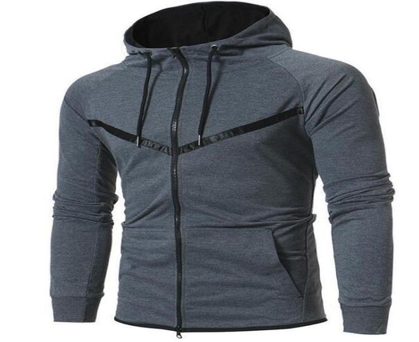 

new winter woolen lining jacket men hooded running thick jacket long sleeve solid color jacket with 683284, Black;red