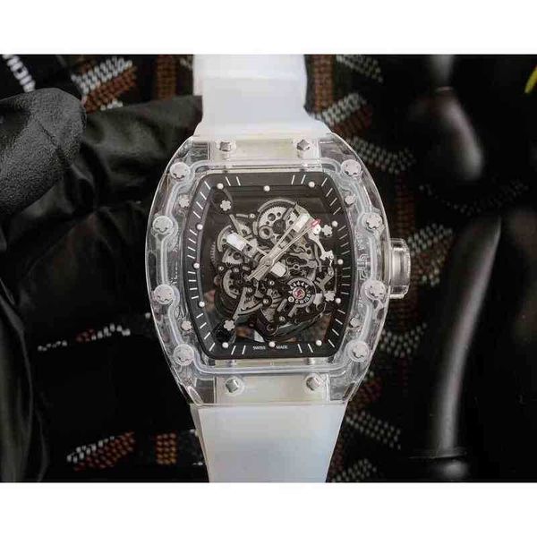 

fashion richa milles rm055 automatic mechanical r watch wine barrel shaped snow glazed hollow out large dial malez370