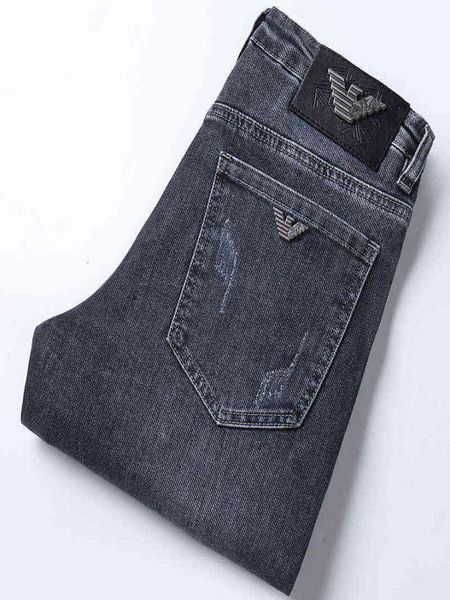

men039s autumn jeans cotton high elastic korean thick leggings slim fit blue pants aj3292470