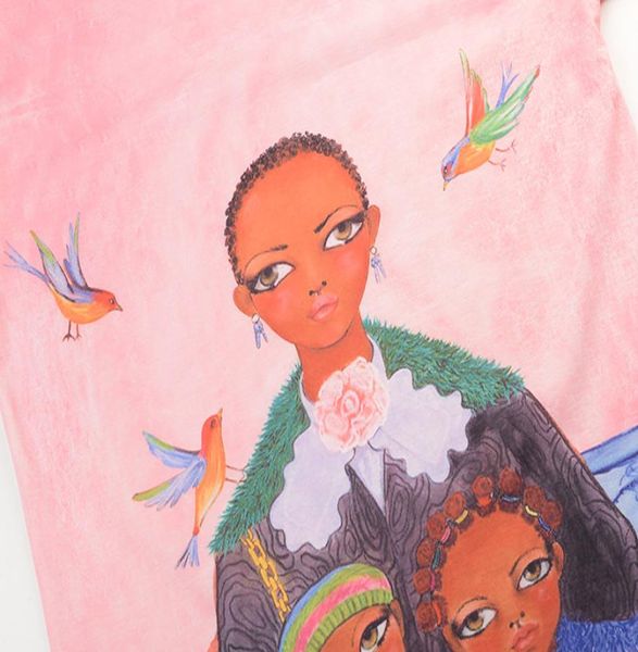 

fashionpink short sleeves cartoon print women039s t shirts brand same style bird three people print t shirts women 078074940, White
