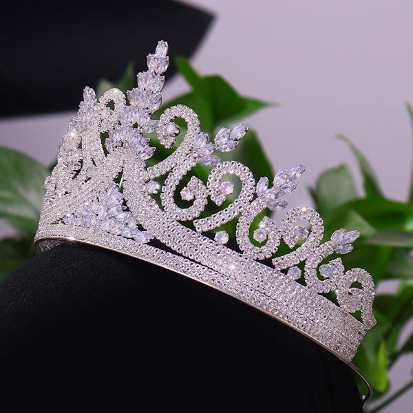 

wedding hair jewelry zirconia shinning princess crown queen princess crystal wedding bridal tiaras 230816, Slivery;golden