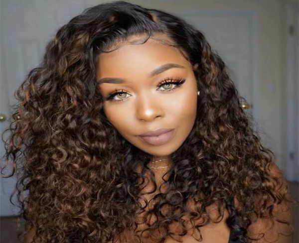 

brazilian ombre human hair loose curly wig 150 density ombre dark brown lace wig ombre brown full lace wigs with dark roots8515479, Black;brown
