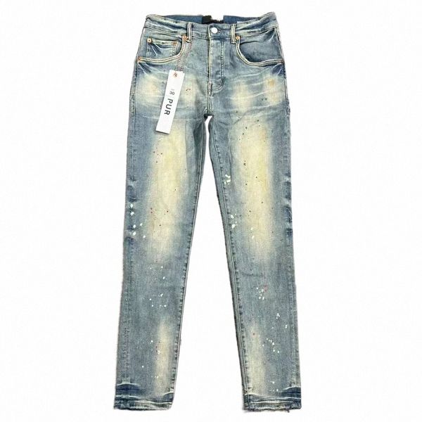 

designer jeans mens jeans purple jeans designer pants pantalones mens ripped straight regular denim tears washed old long jean 37sj#, Blue