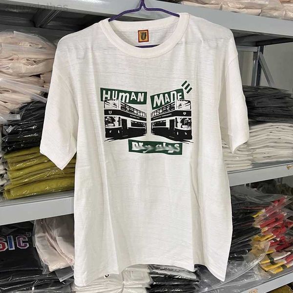 

men's t-shirts good quality 2023ss human made bus print fashion t-shirts men summer style women vintage short sleeve t shirt tees, White;black