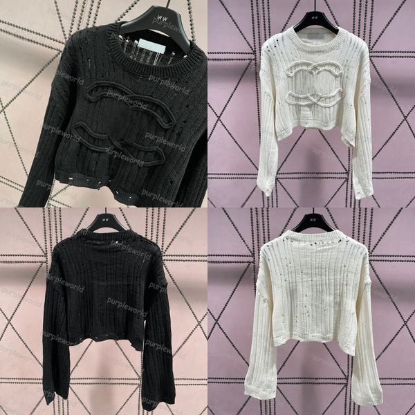 

womens knitwear jumper hollow out smock loose casual crochet fashion sweater, White