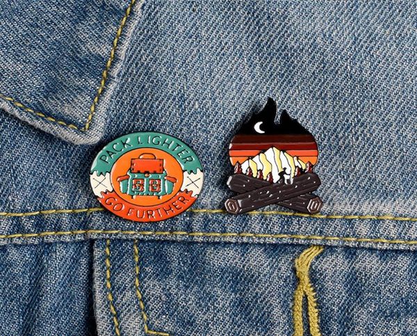 

camping explore enamel pins campfire night sky backpack round badge brooch denim clothes bag lapel pin jewelry gift for adventure 3086621, Blue