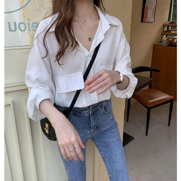 

white shirt for women style loose design niche lantern sleeve cold base trend