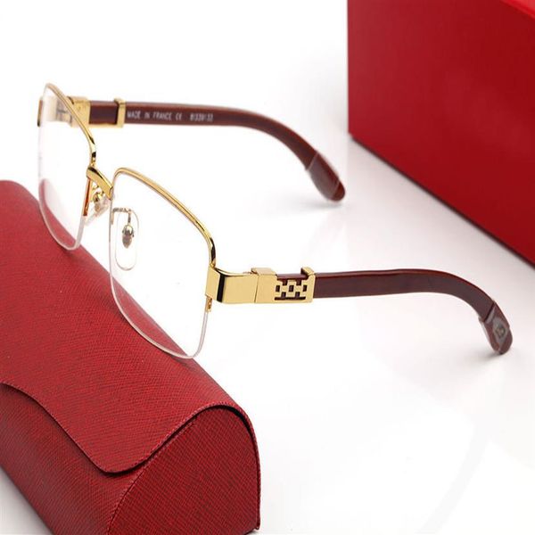 

classic square c shaped decorative sunglasses men women brand half frame optical frames designer glasses metal decoration clear le252e, White;black