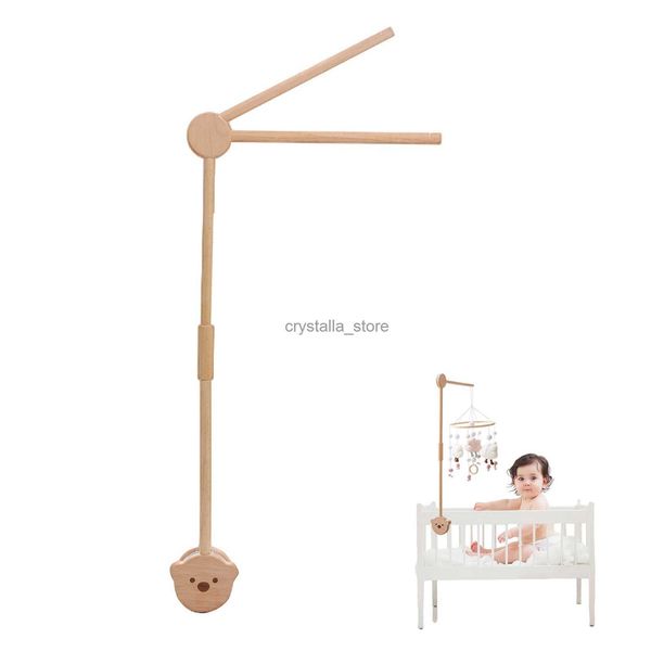 

baby wooden bed bell bracket bear assembly hanging rattles toy hanger protection newborn wood toy holder arm bracket hkd230817