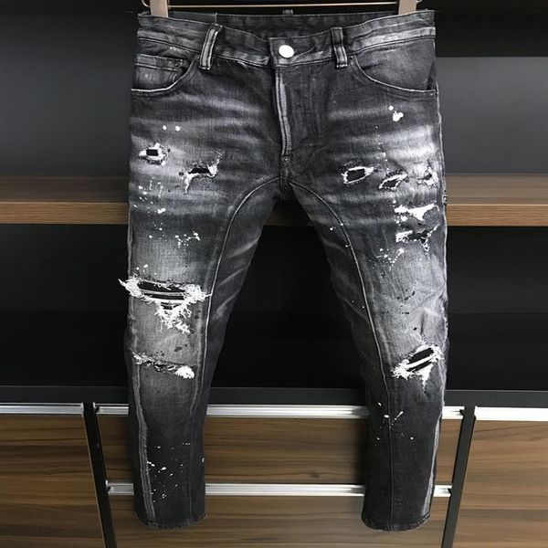 

italian jean pants fashion european and american men's casual jeans high-end washed hand polished quality optimized 383252y, Blue