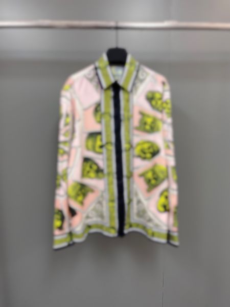 

23ss early spring europe italy paris cool silk men's desginer shirts colorful long sleeve soft letter printting round neck women men sh, White;black